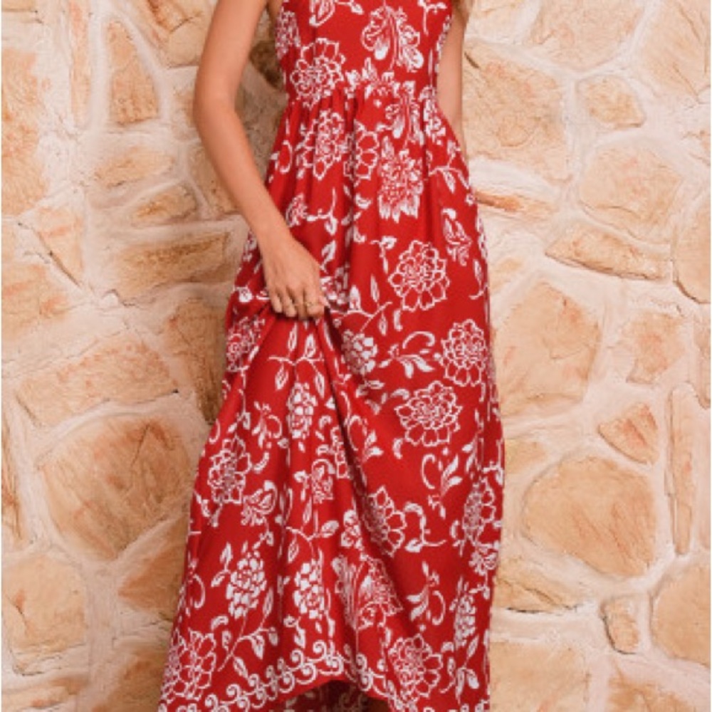 Floral Red Maxi Dress